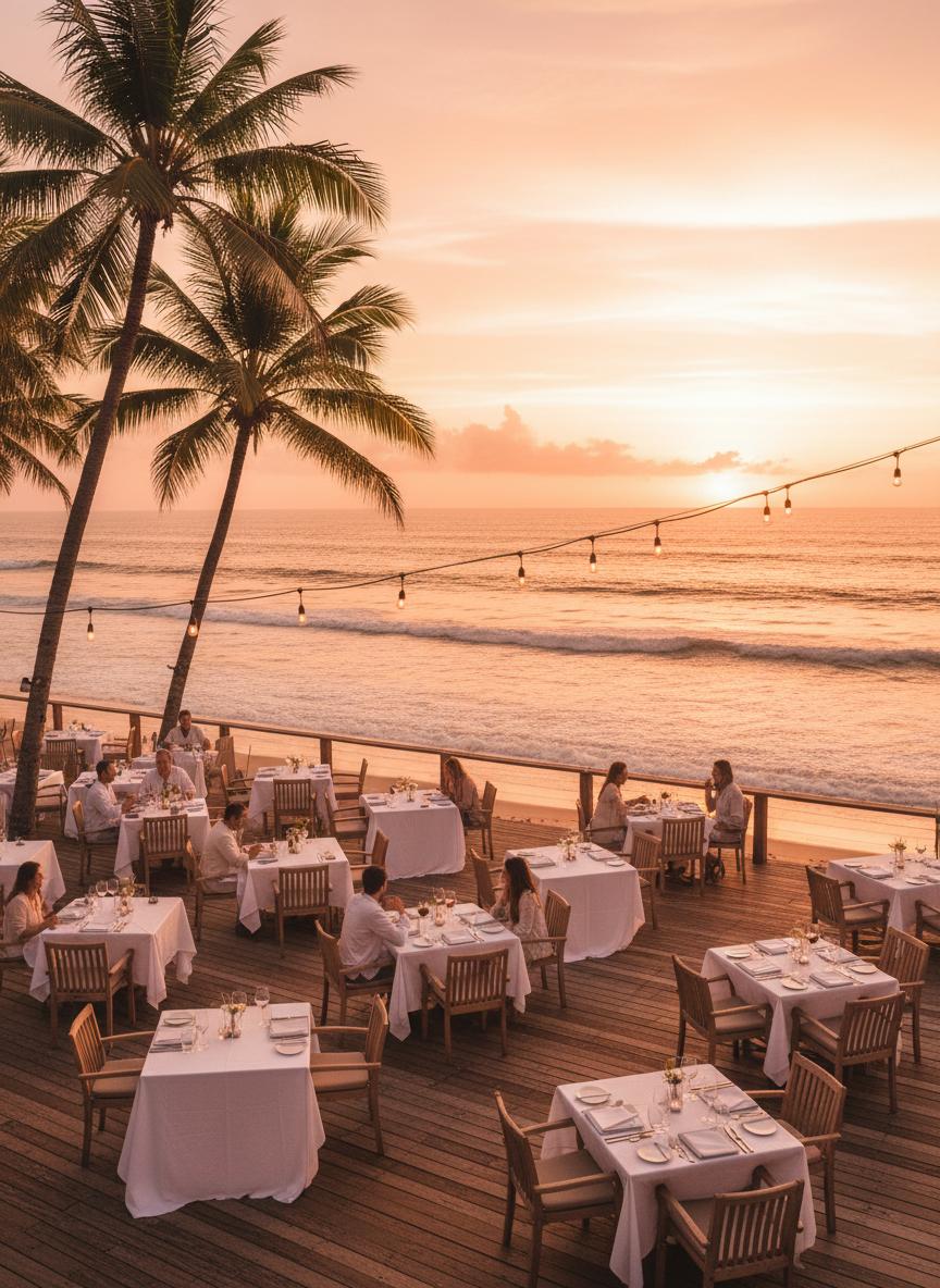 Restaurante ao pôr do sol